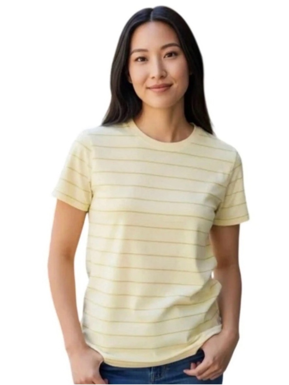 NWT Everlane Organic Cotton Yellow Stripe Tee Size Small